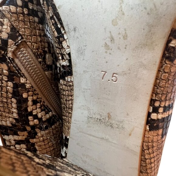 JEFFREY CAMPBELL Siren Snakeskin Pointed Toe Boots 7.5 Reptile Animal Print Tan - Picture 7 of 8